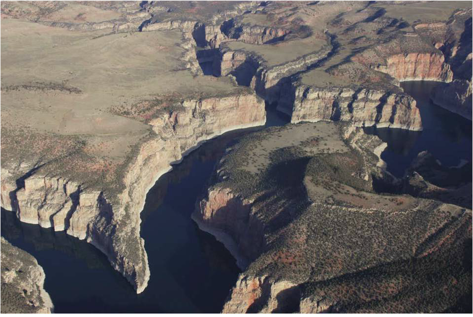 Picture entrenched river meanders, Bighorn Canyon National Recreation Area