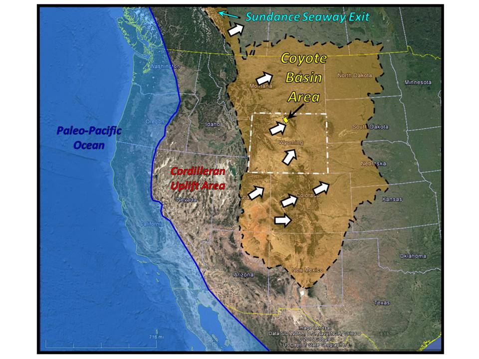 Paleogeography map of Morrison deposition, western US