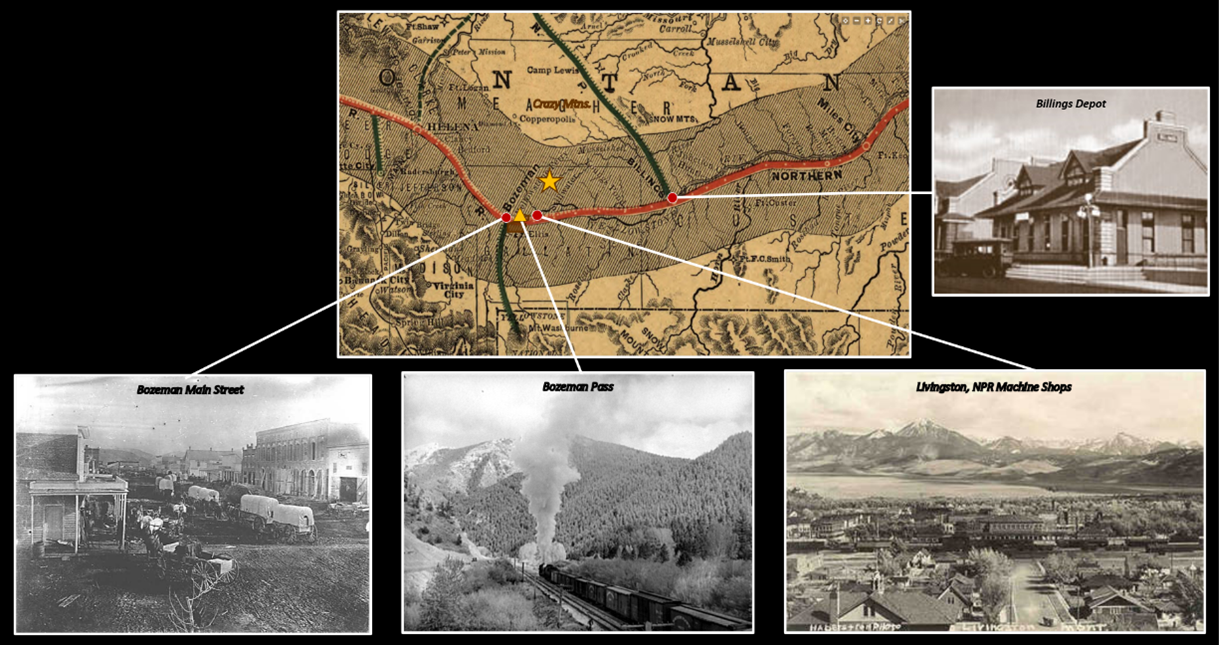 Map of Northern Pacific Railroad in Montana 1882 and pictures.