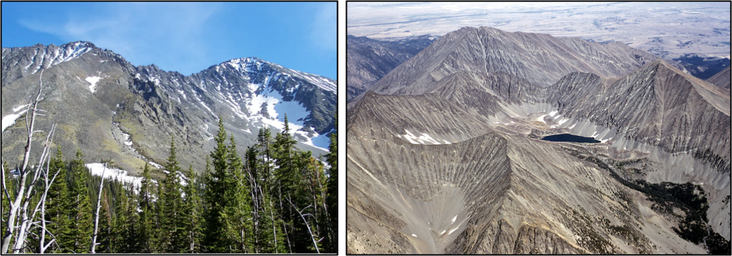 Pictures of Crazy Peak, Big Timber Peak, Cottonwood Lake and Grasshopper Glacier in the Crazy Mountains, Montana