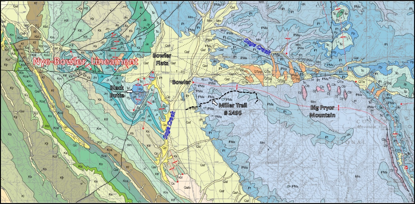 Geology map of Bowler and Big Pryor Mountain area, Carbon and Big Horn Counties, Montana