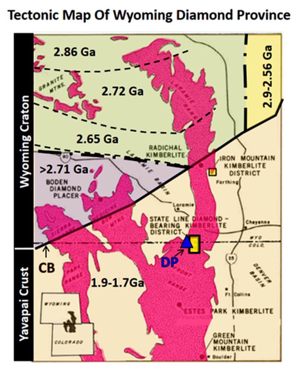 Tectonic map of Wyoming Diamond Province 
