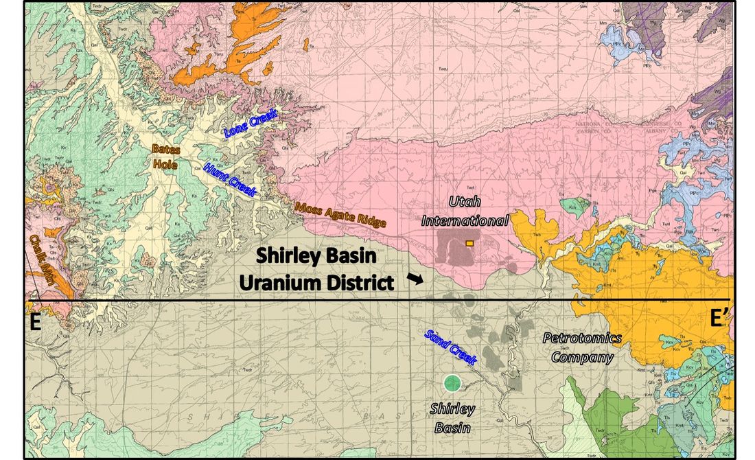 Geology map of Shirley Basin Uranium District, Wyoming